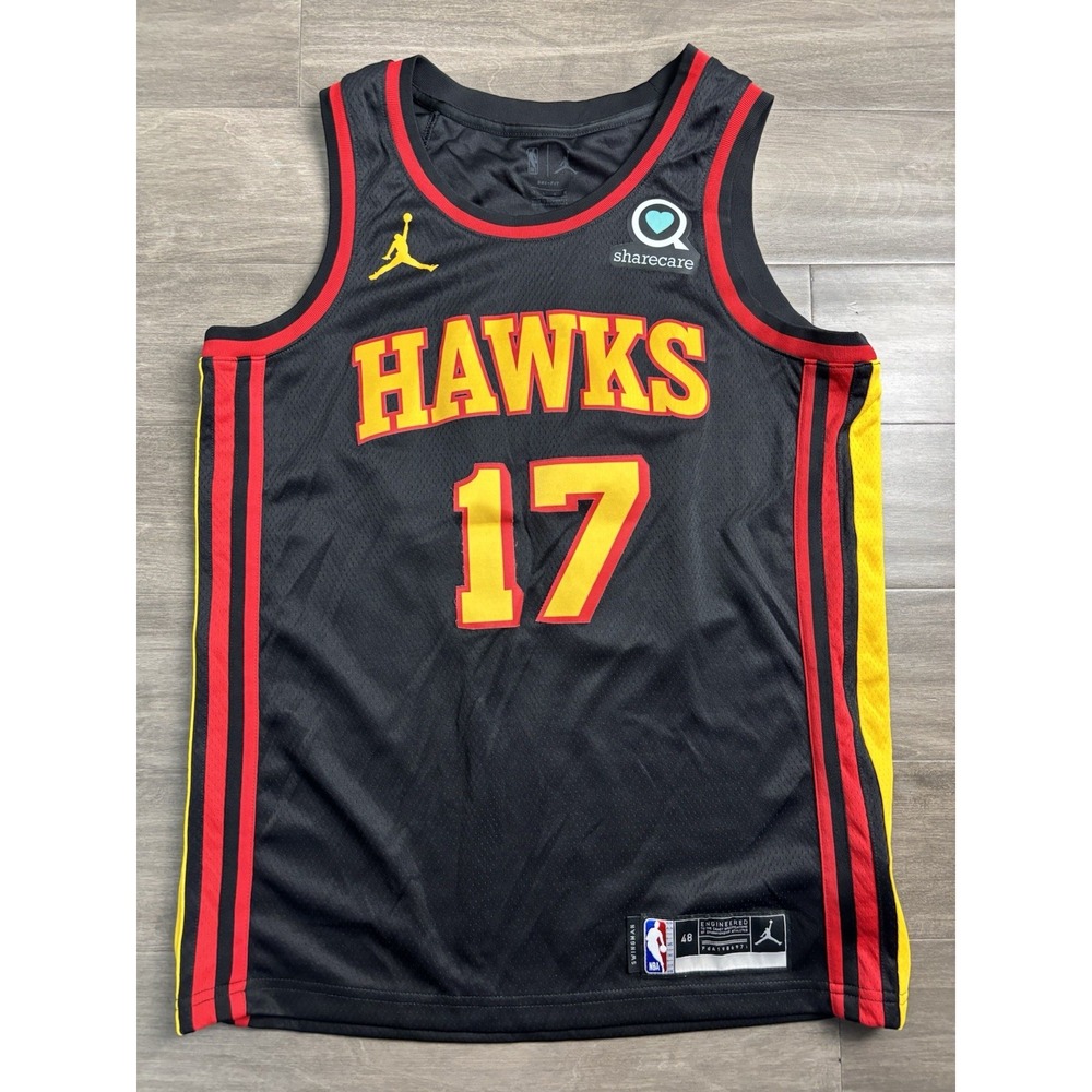 Nike Onyeka Okongwu #17 Atlanta Hawks NBA Jersey Statement Men's Size L Black